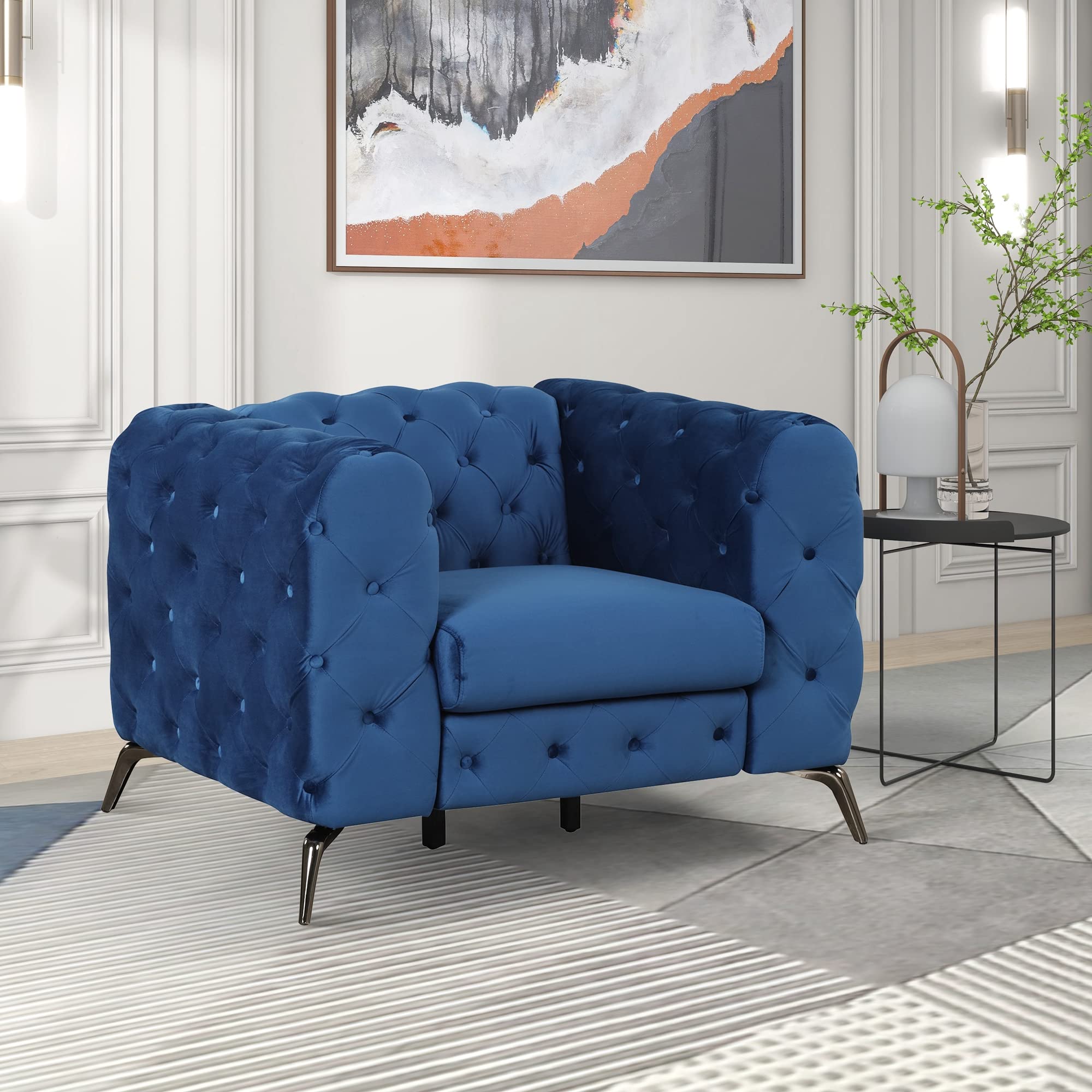 Merax Velvet Upholstered Accent Sofa, Modern Single