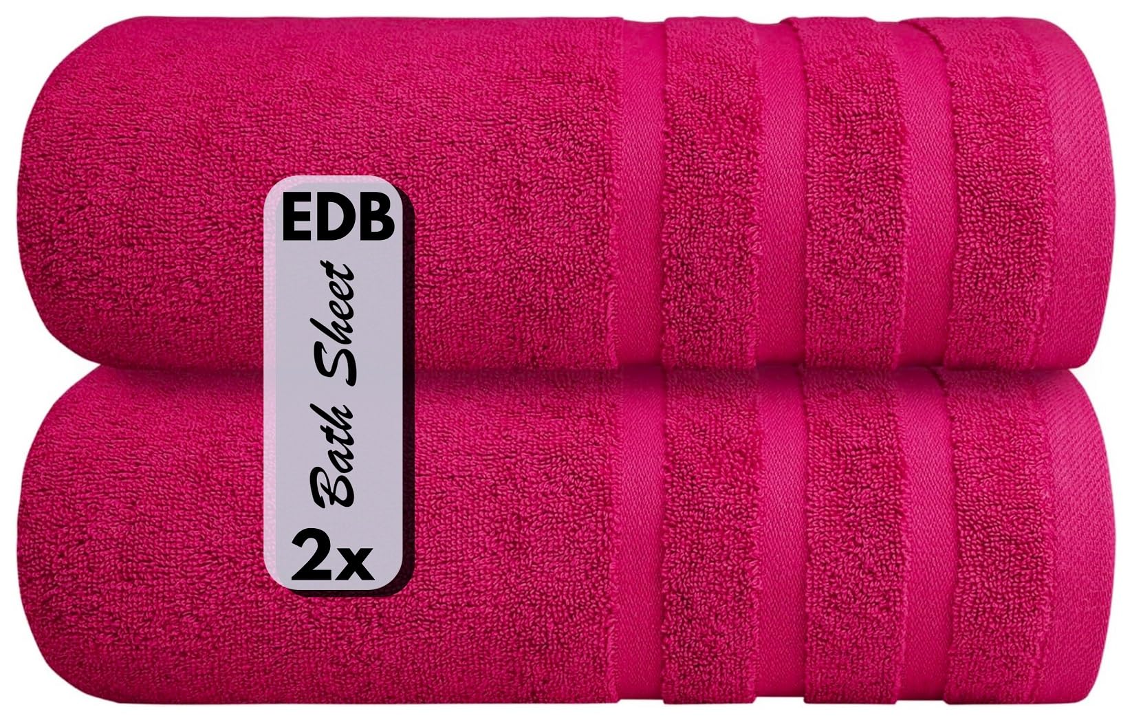 EDB Luxury Large Bath Sheet (Pack of 2, Pack of 4) Super Soft 100% Egyptian Cotton 75 x 150 cm High Absorbent & Quick Dry Big Bath Sheets Bathroom Towels 500-GSM (Pink, 2)