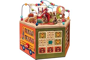 B. toys- Youniversity- Wooden Activity Cube – Developmental Learning Center – Toys for Toddlers, Kids – Alphabet, Numbers, Shapes – 12 Months +