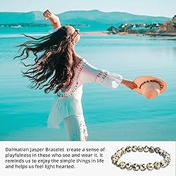 Natural Dalmatian Jasper Gemstone Bead Bracelet