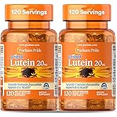 Puritan's Pride Premium Lutigold Lutein Carotenoid 20mg with Zeaxanthin for Men and Women, Dietary Supplement for Eye Health Support, 8 Month Supply, 120 Easy-to-Swallow Softgels, 2 Pack