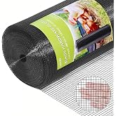 UULID Hardware Cloth 1/4 inch 48 x 100 ft 23 Gauge Black Vinyl Coated Welded Wire Mesh Roll PVC Coated Welded Wire Fence Chicken Wire Fencing Mesh Roll