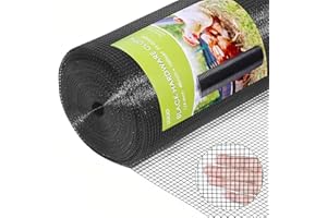 UULID Hardware Cloth 1/4 inch 48" x 100' ft Mesh -23 Gauge Black Vinyl Coated Welded Wire Mesh Roll PVC Coated Welded Wire Fence Chicken Wire Fencing Mesh Roll