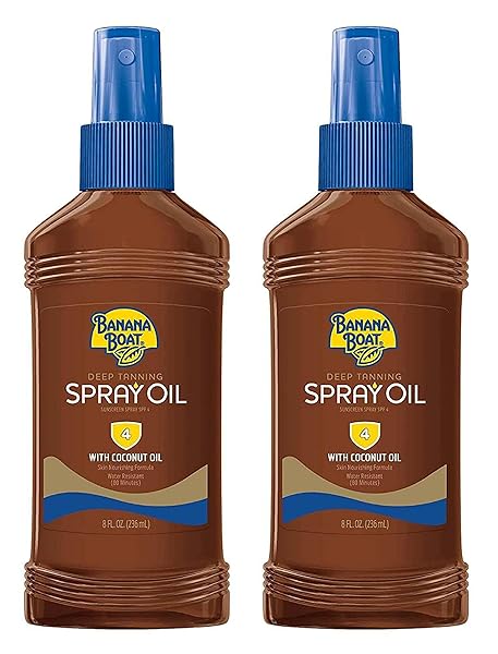 BANANA BOAT DEEP TANNING SPF#4 SPRAY OIL WITH COCONUT OIL 8 OUNCE (236ML) (PACK OF 2)