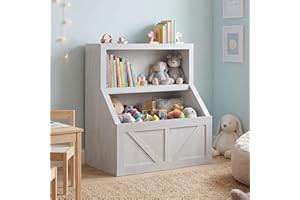 IDEALHOUSE Kids Bookshelf, Toy Storage, Wooden Toddler Bookcase Cabinet with Storage Organizer, Children's Large Cubbies for 
