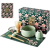 Matcha Whisk Set 9pcs – Matcha Tea Set with Ceramic Matcha Bowl, Bamboo Whisk (Chasen), Scoop, Sifter | Matcha Kit for Japanese Tea Ceremony & Beginners(Green)