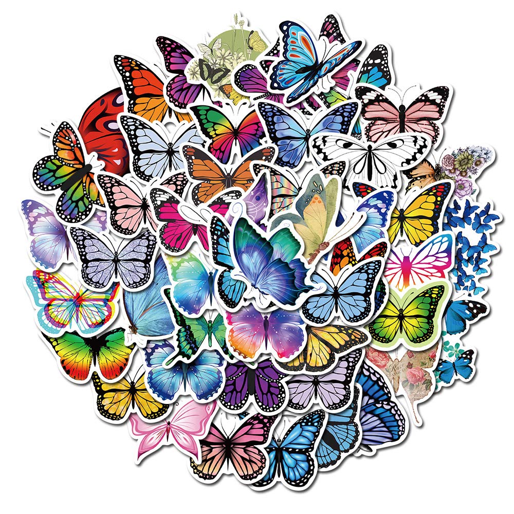 TX 50 x Unique Fashion Butterfly Stickers for Laptop, Motorcycle, Skateboard, Luggage Stickers
