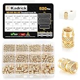 KADRICK M2-M5 Heat Set Insert Kit,520PCS Thread Inserts for 3D Printing | Metric Brass Knurled Nuts,Insert By Heat Into Plastic Parts,Size of M2 M3 M4 M5