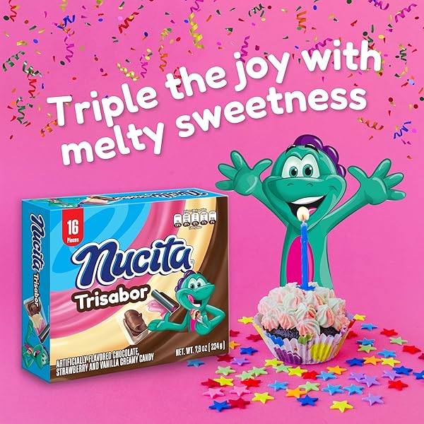 NUCITA TRISABOR, CREAMY CHOCOLATE, VANILLA & STRAWBERRY CANDY, 7.9 OZ (PACK OF 1)