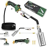 IgnitChef CSA Certified Propane Torch Weed Burner With 12.5-ft Hose Kit, High Output 340,000 BTU Weed Torch with Self Igniter and Turbo Trigger, Long/Short Mode, Dual Fuel Support for Garden, Ice, BBQ
