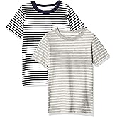 Carter's Big Boy's 2-Pack Tee Shirt, Light Grey Stripe/Black Stripe, 4