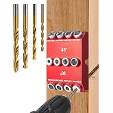 VEXTHYX 30&deg;45&deg;90&deg; Angle Drill Guide Jig for Straight or Angled Holes | Portable Angle Drill Guide Block for Hand Drill, Pocket-Hole Tool Jig with 4 Bits in Railing, Handrails, Drill Press, Decks