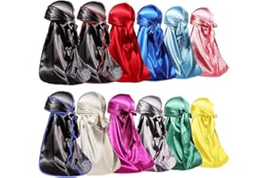 ForceWave 12 Pieces Silky Durag for Men Women Satin Durags for 360 Waves