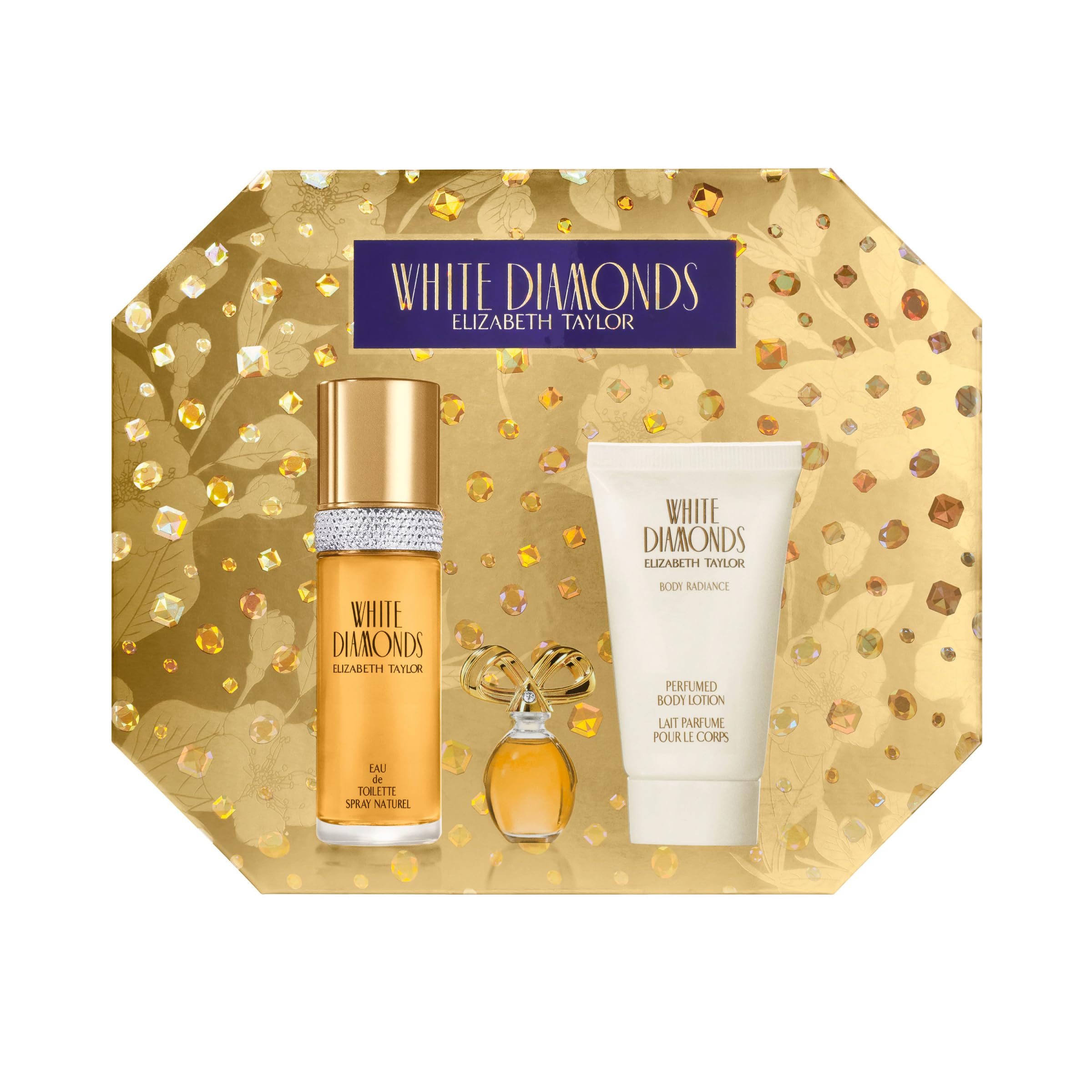 Elizabeth Taylor White Diamonds Women's Perfume Set, Body Lotion, Eau de Toilette & Parfum Replica, 3 Piece Set