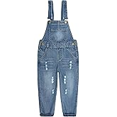 CHUMHEY Kids Adjustable Strap Denim Overalls with Pockets,Boys Girls Bib Suspender Pants,Children Spring Jumpsuits