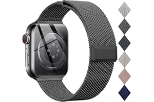 EPULY Compatible with Apple Watch Band 44mm 45mm 46mm Series 10 11 49mm, Stainless Steel Mesh Loop Magnetic Clasp Bands for iWatch Series 9 8 7 6 5 4 Ultra SE3 2 Women Men - 49/46/45/44mm Black
