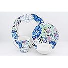 Scarlett 16 Piece Bone China Dinnerware Set Blue Peony, Service for 4