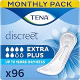 TENA Discreet Extra Plus Incontinence Pads 96 Pack 6 x 16 Count for Women