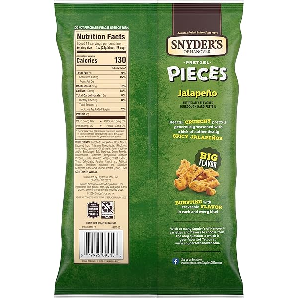 SNYDER’S OF HANOVER JALAPEÑO FLAVORED PRETZEL PIECES, 11.25 OZ