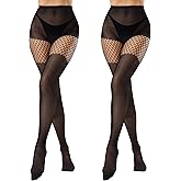 Pularlegs Faux Thigh High Tights for Women - Fishnet Gothic Pantyhose, High Waist Over-The-Knee Goth Leggings