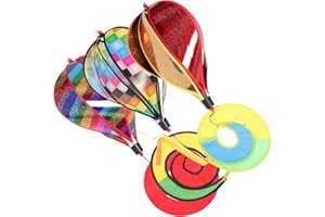 PLAFOPE 3pcs Hot Air Balloon Wind Spinners Set, Colorful Spiral Striped Hanging Garden Windmill Decorations