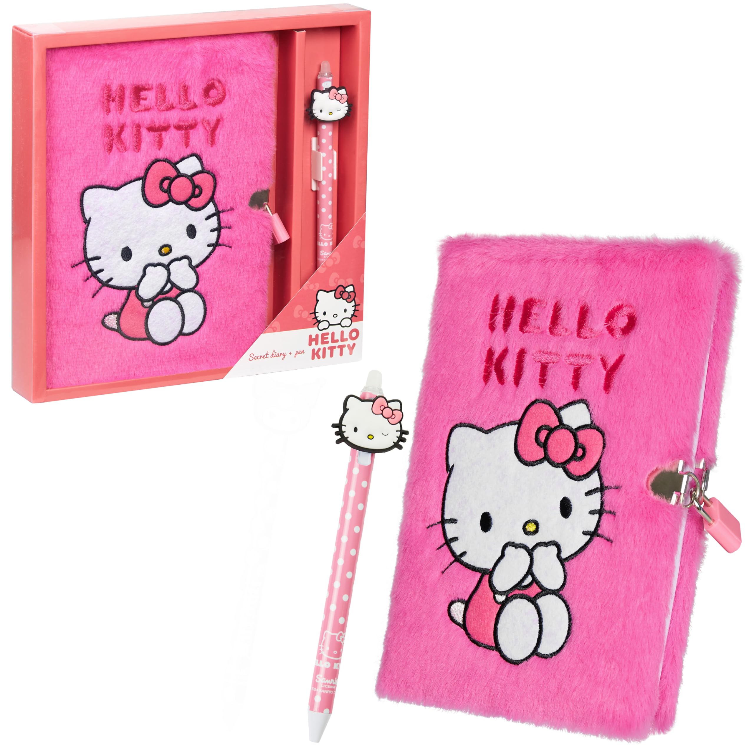 Hello Kitty Secret Diary for Girls with Lock and Pen Stationery Set Kawaii Office or School Travel Supplies Kuromi Fluffy Kids Journal Gift Set Anime Gifts (Pink) — image 1