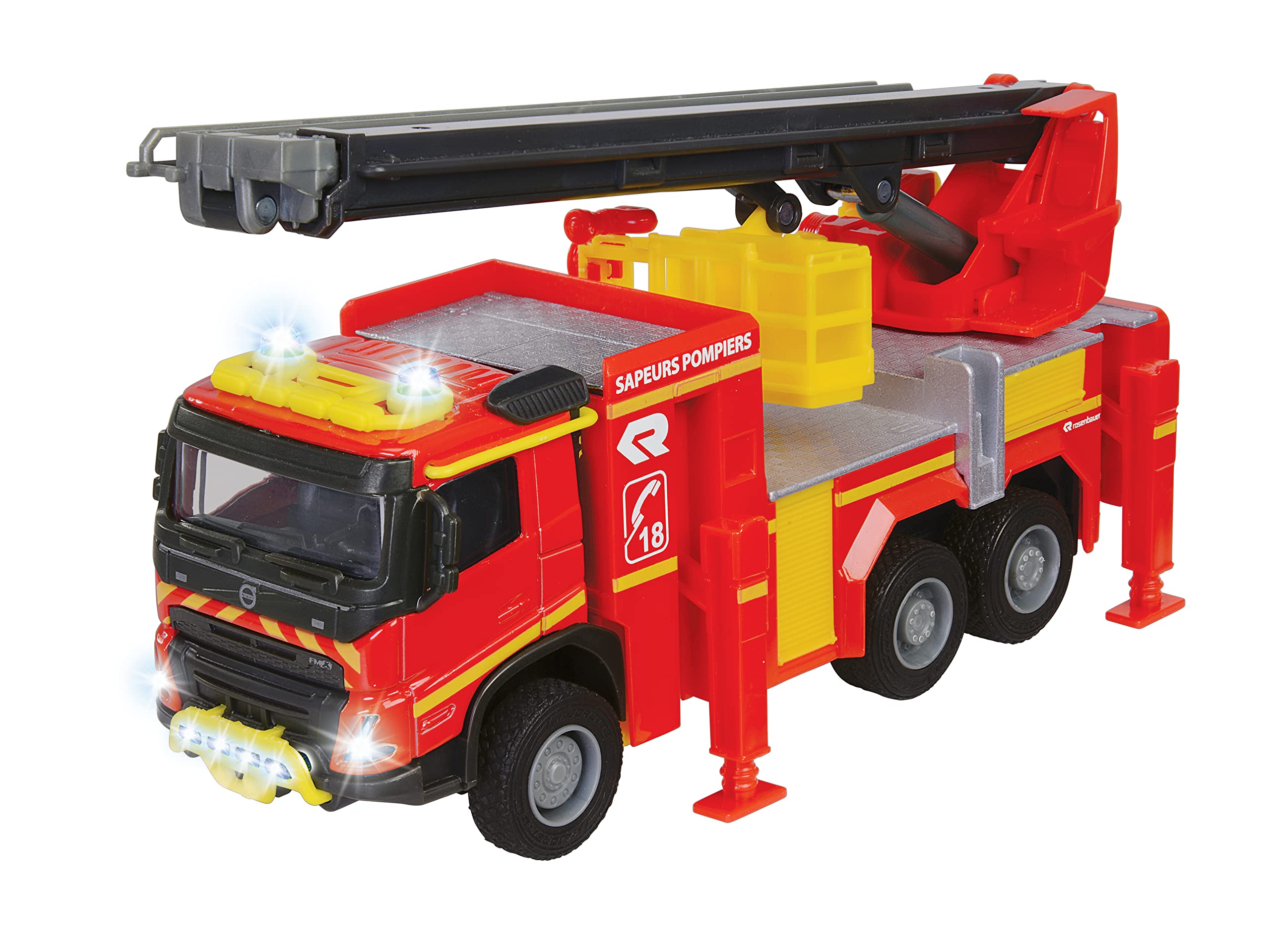 Majorette - Grand Series - Volvo Fire Truck - 19 cm (1:43 Scale) - Sounds and Lights - For 3 Years and Above - 21371300002