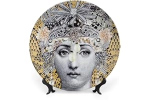 SPDIUV Lina Cavalieri Plate, Wall Decorative Plate, Mysterious Face Plate Wall Hanging Decoration,Including Bracket and Special Spring Hook,J (1),8inch