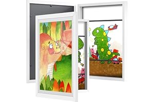 BAIJIALI 2 Packs White Kids Art Frames for Kids Artwork Frames Changeable Display 8.5x11 with Mat or 9x12 without Mat,Picture Frame for Kids Artwork Front Opening Holds 150 Horizontal &Vertical For