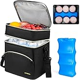 Jaffzora Breastmilk Cooler Bag with Ice Pack, Insulated Baby Bottle Tote Bags Fits 6 Baby Bottles Up to 9 Ounce, Double Layer Breastmilk Case