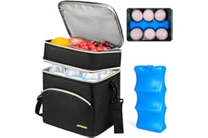Jaffzora Breastmilk Cooler Bag with Ice Pack, Insulated Baby Bottle Tote Bags Fits 6 Baby Bottles Up to 9 Ounce, Double Layer Breastmilk Case