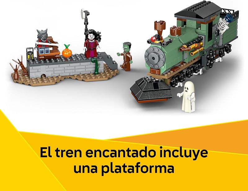 Criador 3 em 1 Haunted Mansion - Casa de Brinquedos Interativa Transformável em Navio Fantasma ou Comboio - 5 Minifigures Inc. Frankenstein e Lobisomem - Presente para Rapazes e Raparigas 9+ Anos 31167