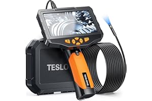 Teslong Inspection Camera, Dual Lens Borescope Camera with Light, NTS300 5" IPS Industrial Endoscope, 1080P Waterproof Flexible Mechanic Fiber Optic Snake Scope Cam for Wall Automotive Engine (16.5FT)