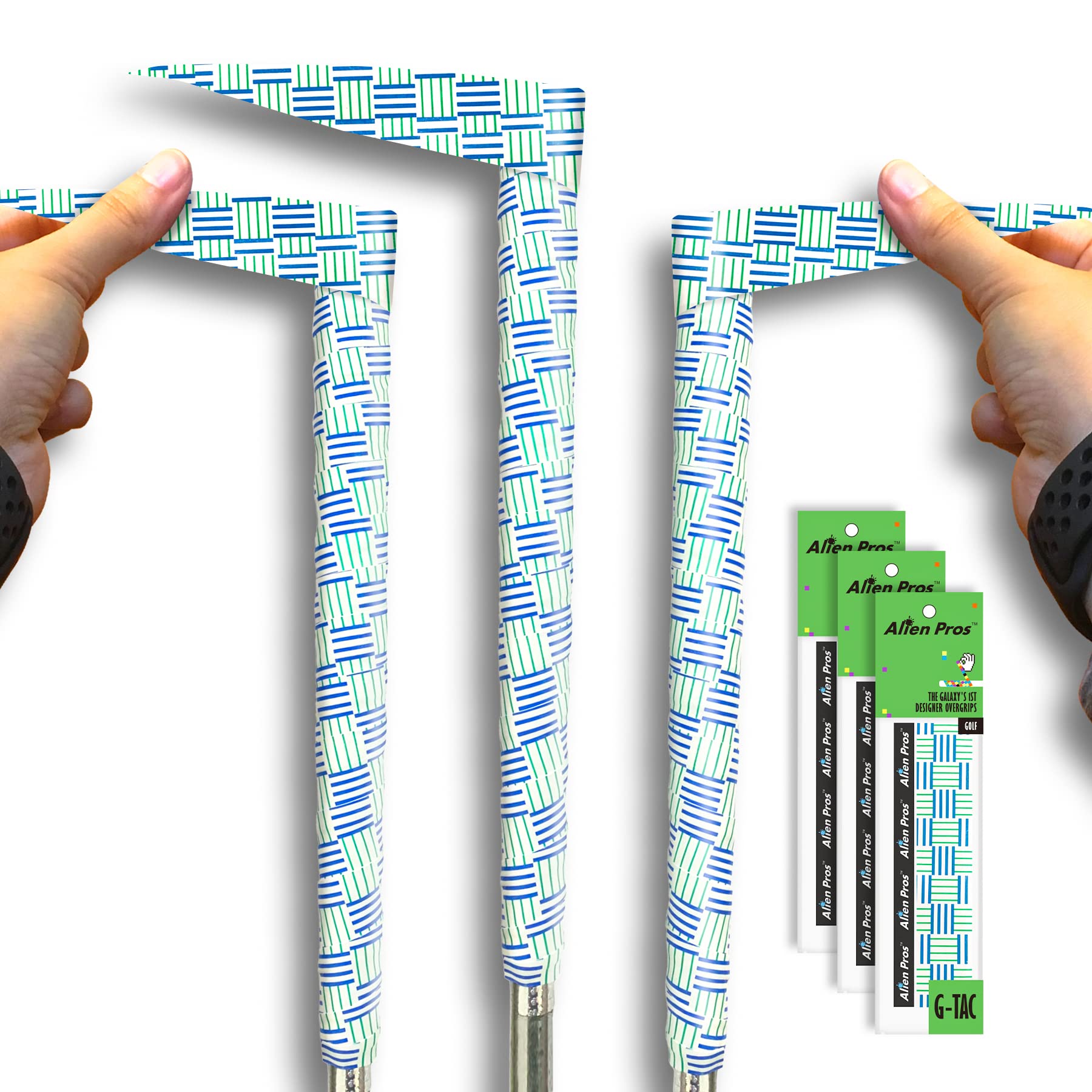 Alien Pros Golf Grip Wrapping Tapes (3-Pack) - Innovative Golf Club Grip Solution - Enjoy a Fresh New Grip Feel in Less Than 1 Minute (3-Pack, Criss Cross)