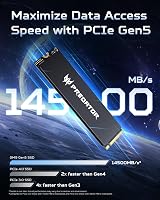 Acer Predator GM9 1TB M.2 Gen5 NVMe PCIe 5.0 SSD High Endurance view 3
