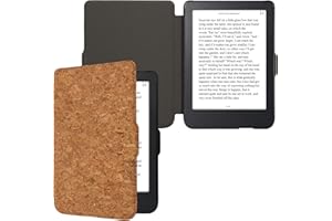 kwmobile Cork Case Compatible with Kobo Clara 2E / Tolino Shine 4 - Book Style Protective e-Reader Flip Cover Folio Case - Light Brown