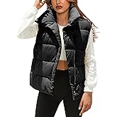 Fiona Jolin Puffer Vest Women Lightweight Winter Zip Up Stand Collar Sleeveless Puffy Jackets Padded Coats