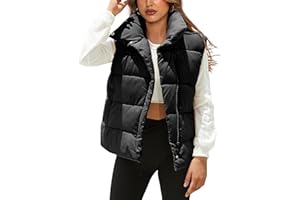 Himosyber Womens Puffer Vest Sleeveless Casual Loose Winter Warm Lightweight Stand Collar Down Jacket Coats