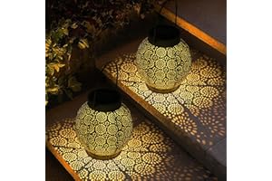 CINOTON Solar Lantern Lights 2Pack with Day Charging & Night Lighting, IP54 Waterproof Outdoor Decorative Warm Light Garden Solar Hanging Lanterns with Dot Pattern for Table, Patio, Courtyard, Party