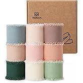 Vitalizart 1" x 27 Yd Chiffon Silk Ribbon Mixed Color Ribbons Set 3 Yd x 9 Rolls Fringe Fabric for Wedding Invitations Bridal