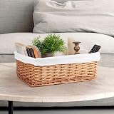Woodluv Brown Wicker Storage Basket with Off White Lining Large view 4