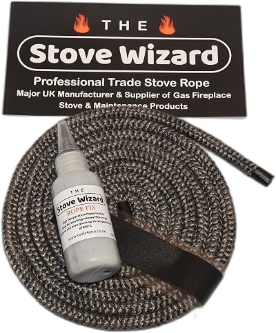 The Stove Wizard Black Stove Rope Kit 6mm x 2.5m with 50ml Adhesive