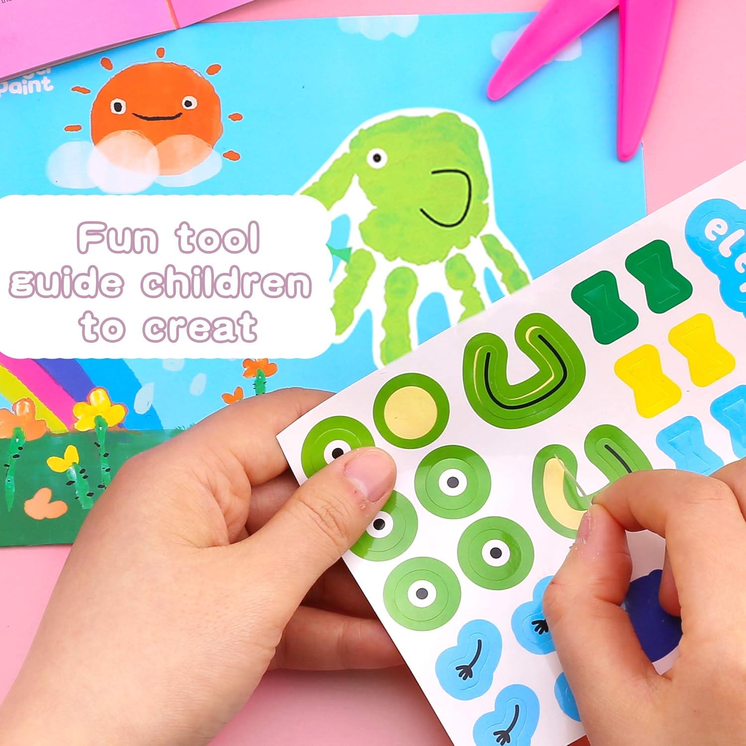 Jar Melo Children's Finger Paint Kit; Non-Toxic;Washable; Portable Iron Pink Box; 6 Colors: Toys & Games