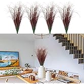 LUZOGA 12Pcs Artificial Grass Plants, Faux Shrubs Wheat Grass, Artificial Tall Grasses Fake Plants for Outdoor Decor,Artificial Greenery Stems Weed for Room Indoor Home Decor（Red）