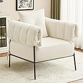 Furniliving Modern Accent Chairs Comfy Chairs with Pillow Lounge Chair Reading Chair for Living Room Upholstered Bedroom Arm 