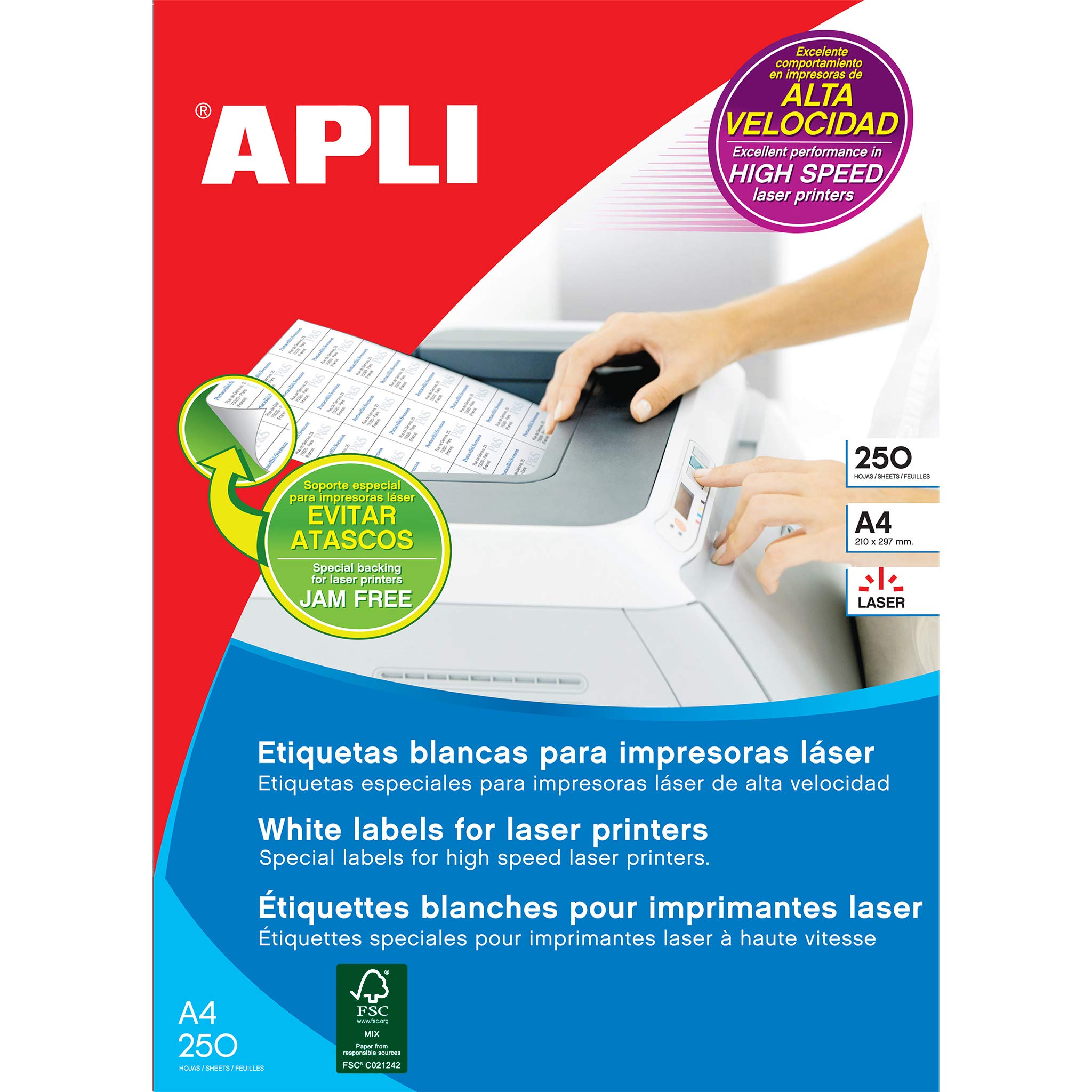 APLI Laser 002528 Pack of 250 Labels 105 x 148 mm White