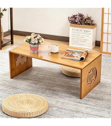 Amazon.com: robwibw Japanese Floor Sitting Table, Folding Wood Tea