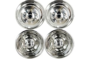 DEEBIOR 4pcs Polished Front Rear Stainless Steel Wheel Simulators for 2003-2018 Dodge Ram 3500 Dually,17" Dually 8 Lug 5 Hand Hole Hub Caps,Nice Skins Liners Wheel Covers +Center Caps for 03-18 Ram 3500