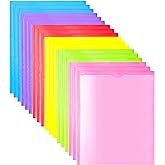 MAKHISTORY Heavy Duty Plastic Folders with Clear Front Pocket - 18PCS, 3 Pockets Folders with Prongs and Card Slot, for Letter Size Sheets, Bright Colors