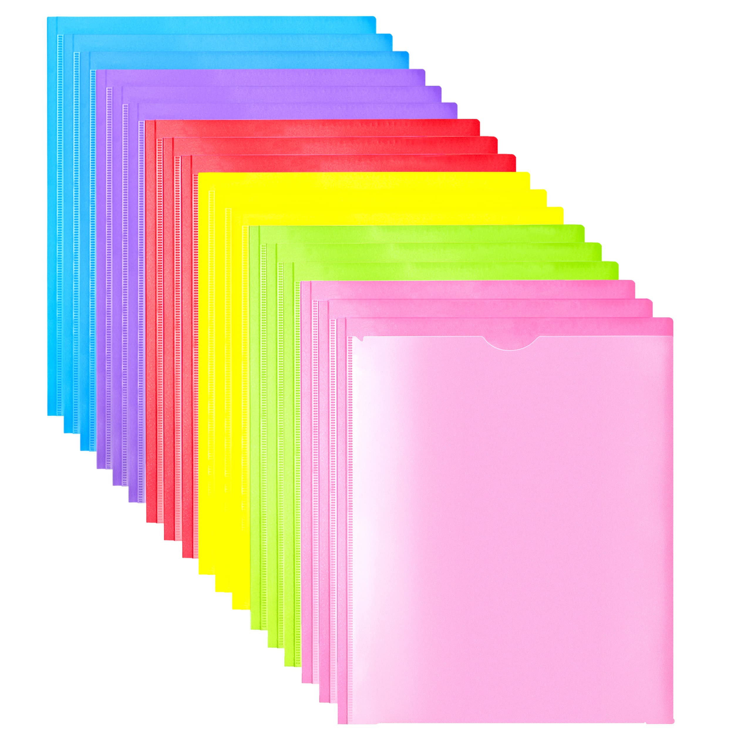 Photo 1 of MAKHISTORY Heavy Duty Plastic Folders with Clear Front Pocket - 18PCS, 3 Pockets Folders with Prongs and Card Slot, for Letter Size Sheets, Bright Colors